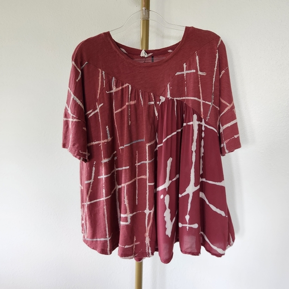 Anthropologie Akemi Kin Short Sleeve Flowy Oversized Top Womens Size Large Pink - Picture 1 of 8